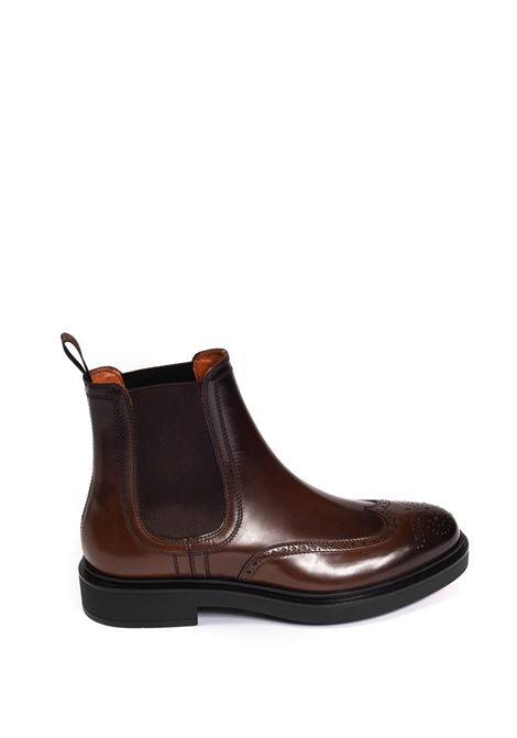 Brown monogram chelsea boot SANTONI | 17855PELLE-T50