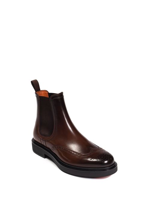 Brown monogram chelsea boot SANTONI | 17855PELLE-T50