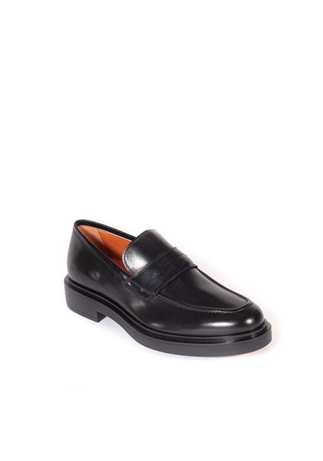 Mocassino spazzolato nero SANTONI | 16190PELLE-N01