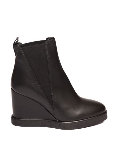 Black leather wedge boot ALBANO | 552VIT-NERO