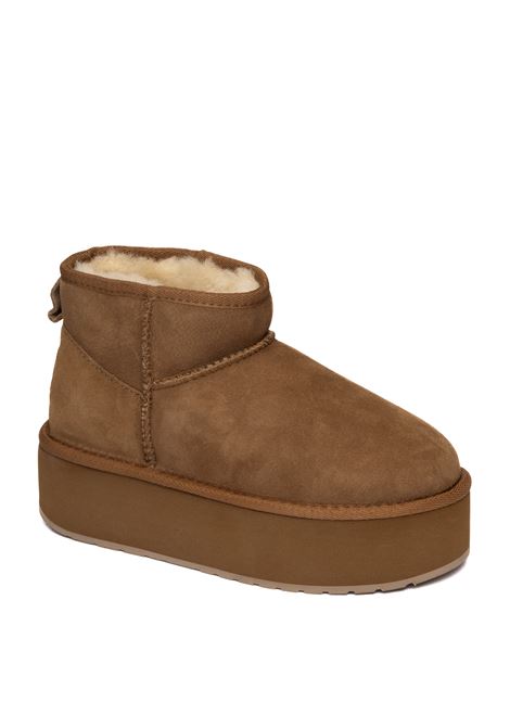 Chestnut sheepskin ankle boot EMU | W13082STINGERFLAT-CHESTNUT