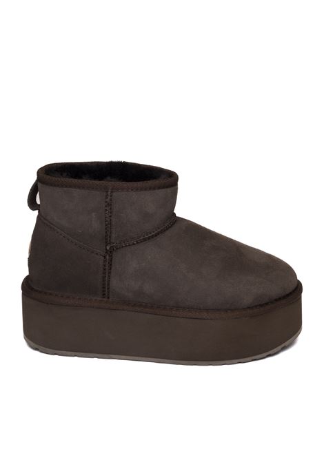 Choco sheepskin ankle boot EMU | W13082STINGERFLAT-CHOCO