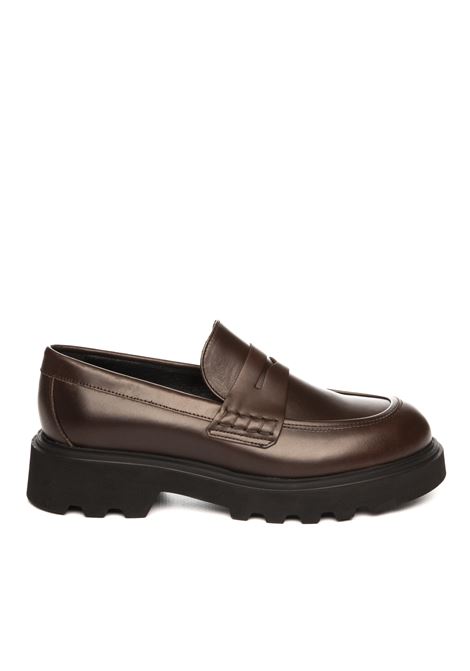 Dark brown leather loafer FRAU | 85N1SETA-CAFFÈ