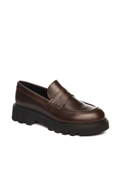 Dark brown leather loafer FRAU | 85N1SETA-CAFFÈ