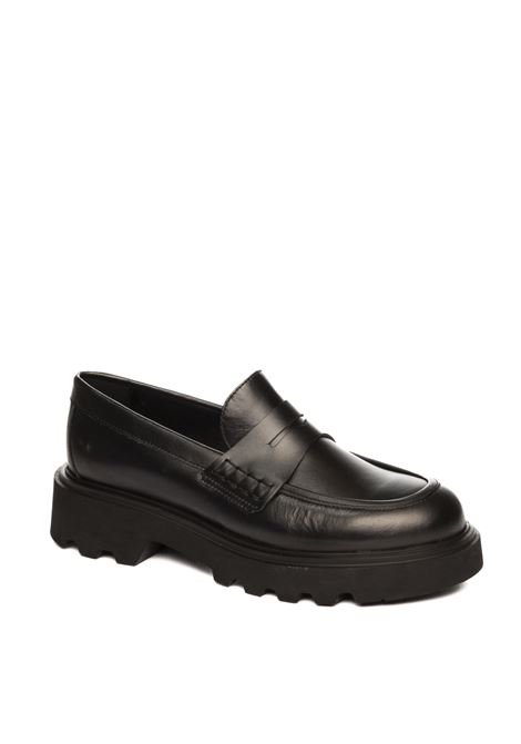 Black leather loafer FRAU | 85N1SETA-NERO