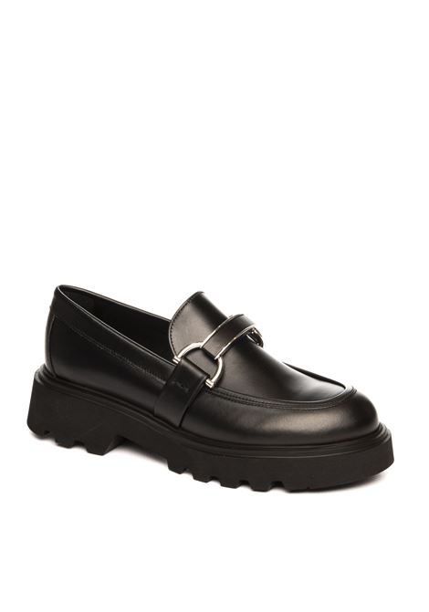 Black leather loafer FRAU | 85N4SETA-NERO