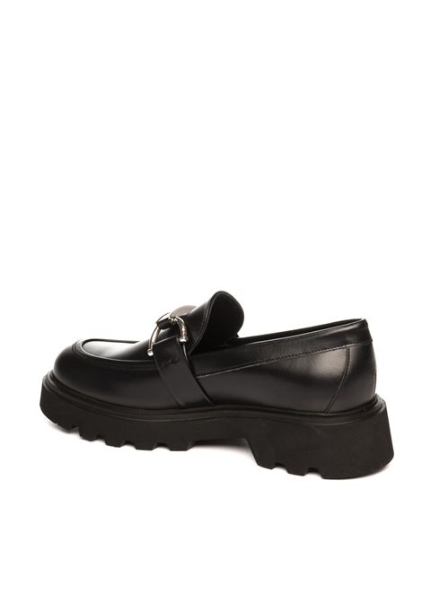 Black leather loafer FRAU | 85N4SETA-NERO