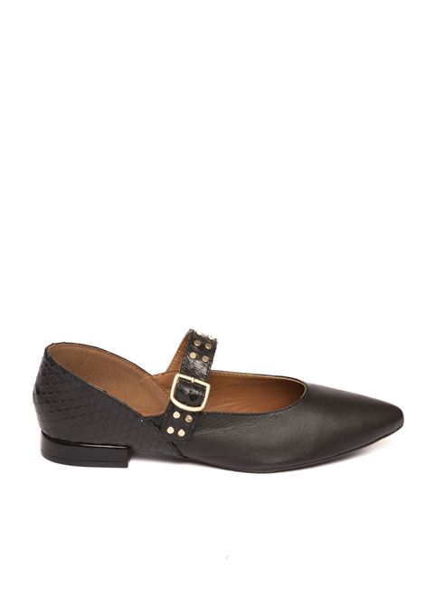 Black leather studded ballerina GIOSEPPO | 73645REERSO-NERO