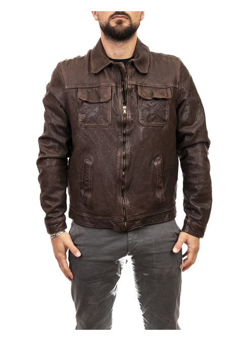 dark brown leather jacket HERITAGE | MP744N.C.LAV-13