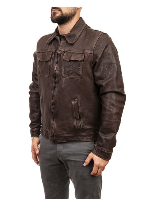 dark brown leather jacket HERITAGE | MP744N.C.LAV-13