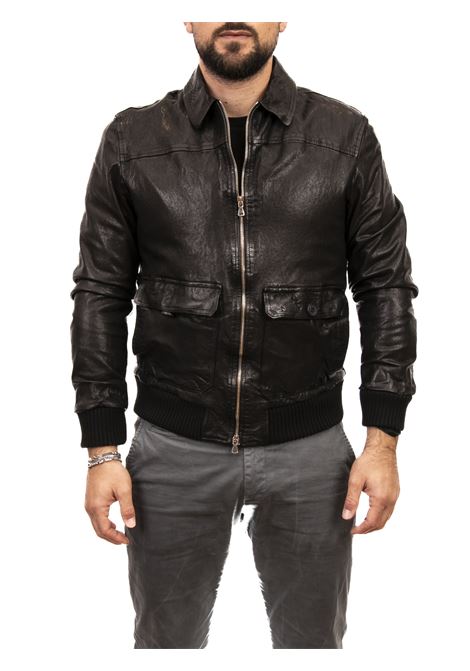 Black leather jacket HERITAGE | MP831N.C.LAV-02