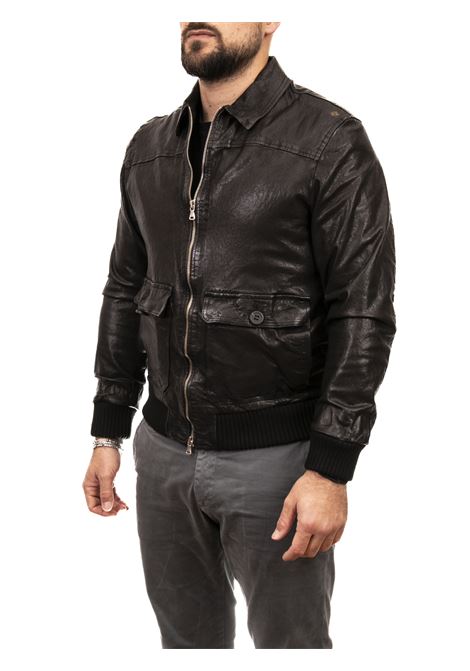 Black leather jacket HERITAGE | MP831N.C.LAV-02