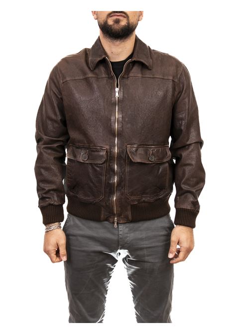 Brown leather jacket HERITAGE | MP831N.C.LAV-13