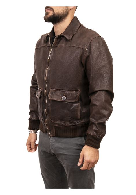 Brown leather jacket HERITAGE | MP831N.C.LAV-13