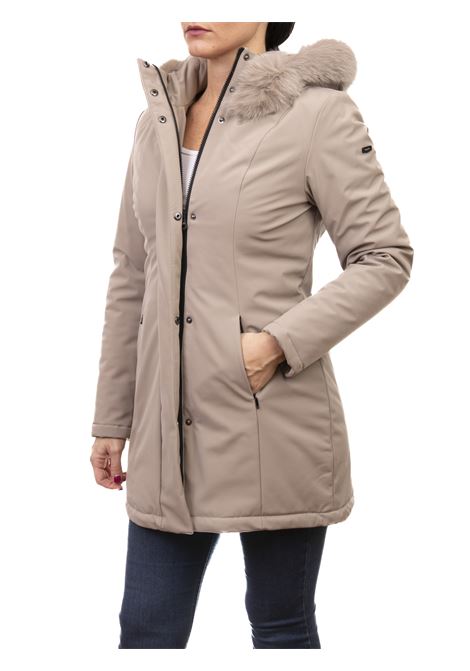 tech jacket with beige hood REFRIGIWEAR | W99108LADYTECHFUR-A00220