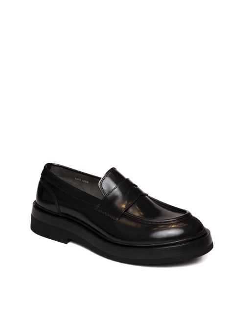 black brushed loafer SANTONI | 18365PELLE-NERO