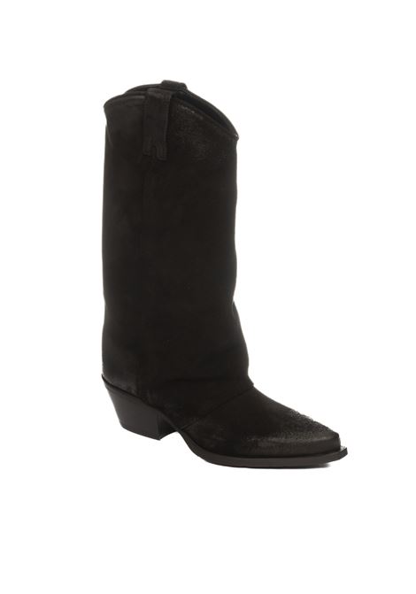 Black suede Texan boot UP44 | DX909INGR-NERO