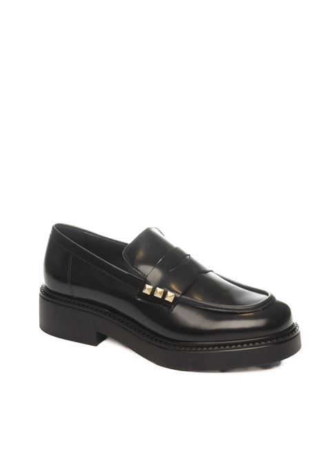 Black leather loafer VSL | 7709ASPORT-NERO