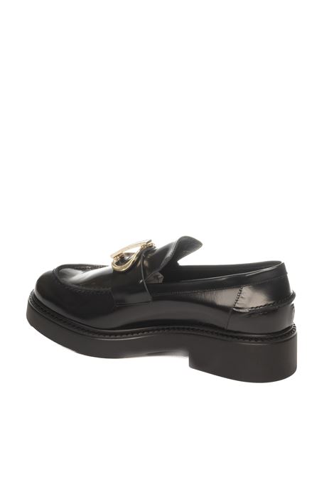 Black leather loafer VSL | 7714ASPORT-NERO