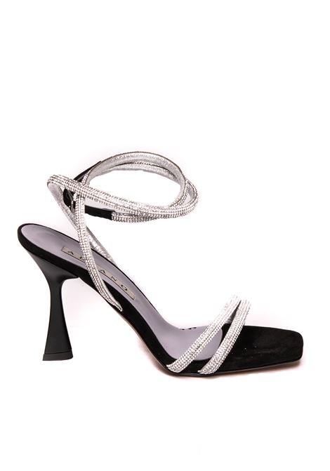 Black 3203 sandal ALBANO | 3203VELOUR-NERO/CRYSTAL