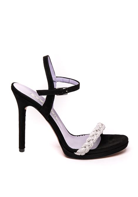 Black 3258 sandal ALBANO | 3258VELOUR-NERO/CRYSTAL