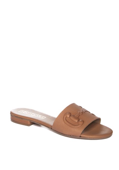 Brown firenze flat sandal AQUACLARA | FIRENZEP20VIT-CUOIO