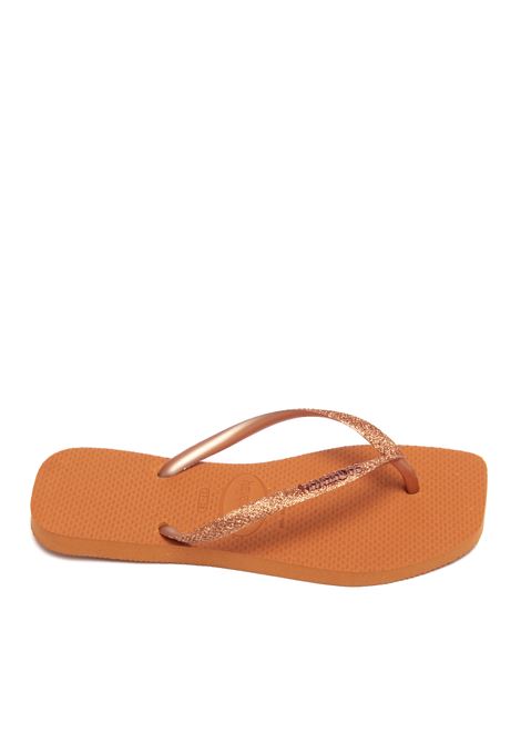 Orange square flip flop sandal HAVAIANAS | 4148102SQUAREGLITTER-4919