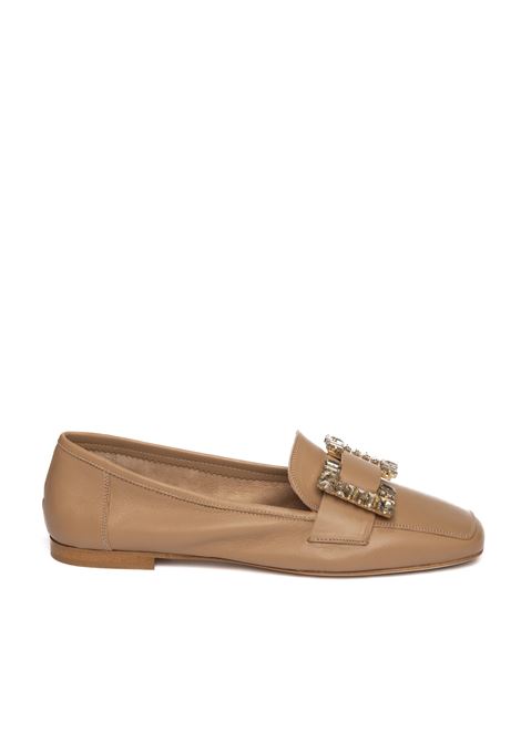 Beige leather loafer VSL | 7277GUANTO-LEGNO