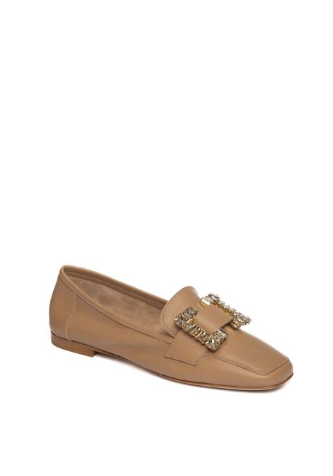 Beige leather loafer VSL | 7277GUANTO-LEGNO