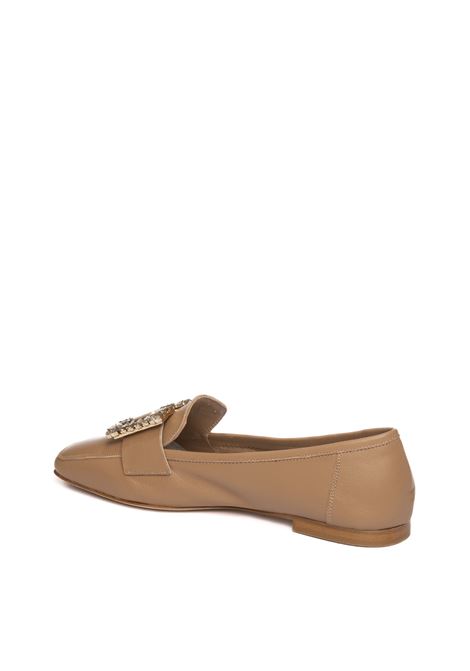 Beige leather loafer VSL | 7277GUANTO-LEGNO