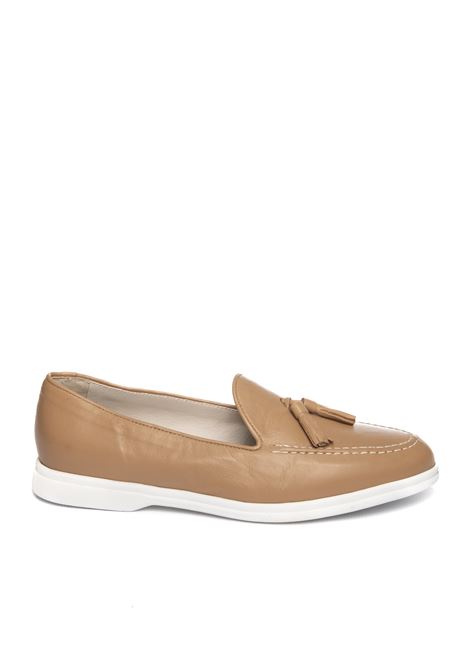 Beige leather loafer VSL | 7557GUANTO-LEGNO