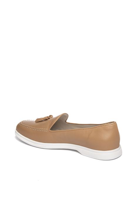 Beige leather loafer VSL | 7557GUANTO-LEGNO