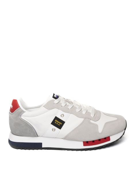 white/red/navy queens sneaker BLAUER | QUEENS01SUEDE/MESH-WRN