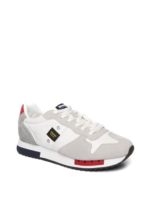 white/red/navy queens sneaker BLAUER | QUEENS01SUEDE/MESH-WRN