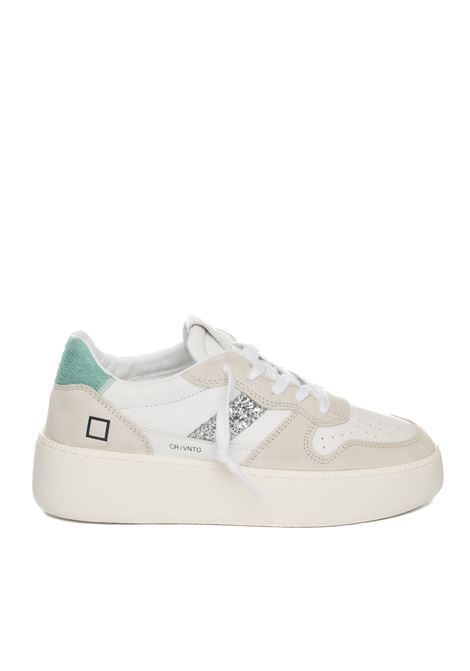 White/green court platofrm sneaker D.A.T.E. | COURTPLATFORMVINT-WHI/GREEN