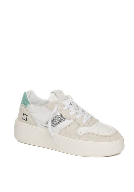 White/green court platofrm sneaker D.A.T.E. | COURTPLATFORMVINT-WHI/GREEN