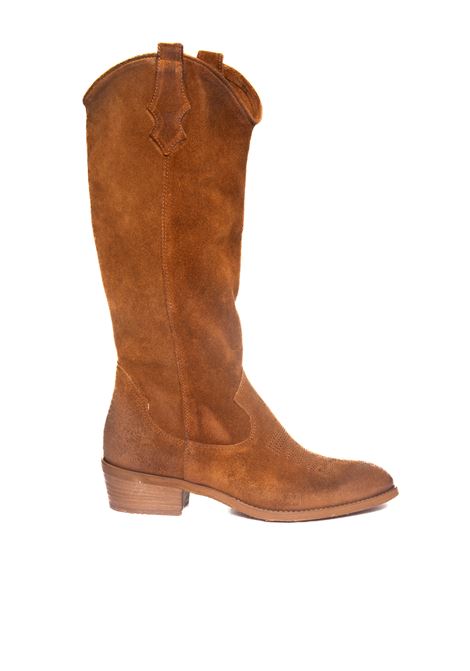 Brown velour texan boot UP44 | CP586INGR-CUOIO