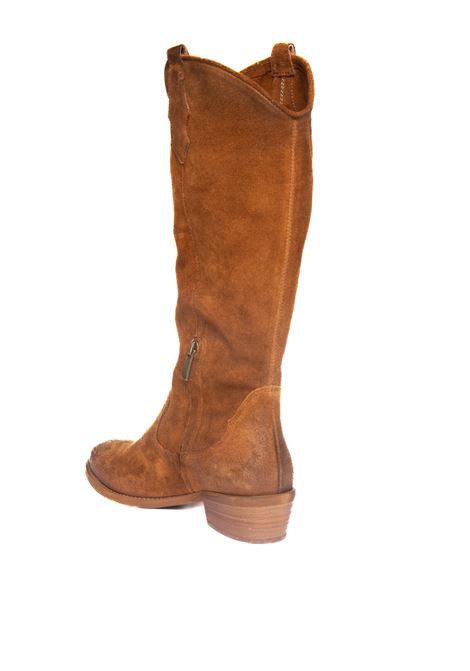 Brown velour texan boot UP44 | CP586INGR-CUOIO